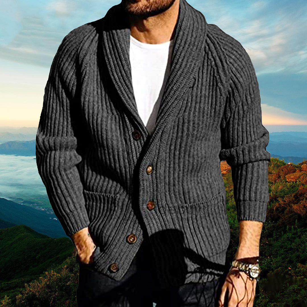 Cardigan homme tricoté épais avec boutons