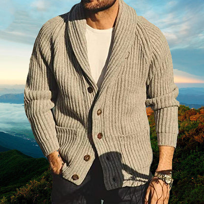 Cardigan homme tricoté épais avec boutons