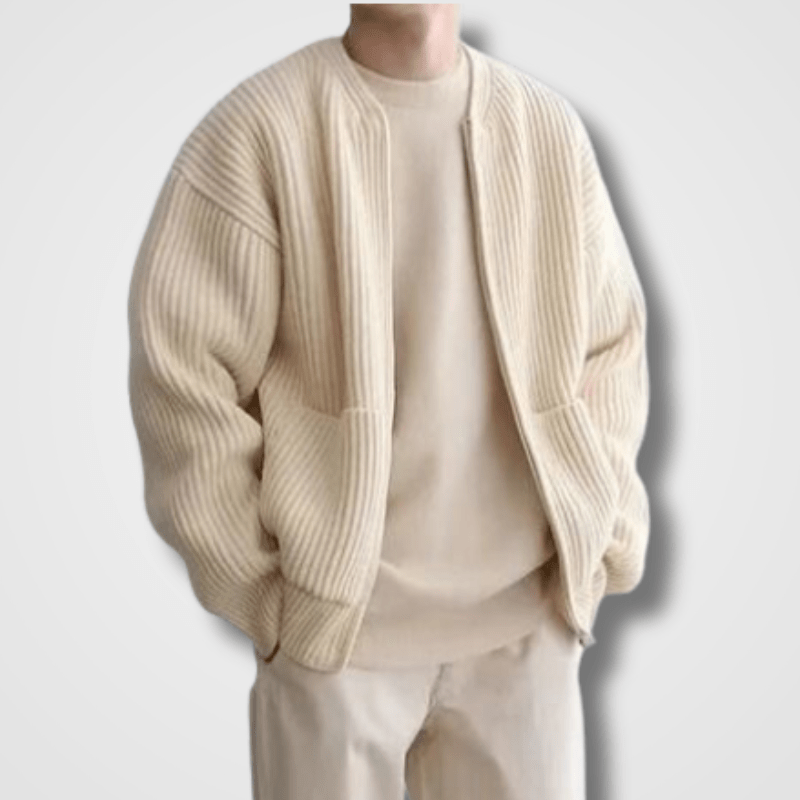 Pull en tricot épais zippé pour homme