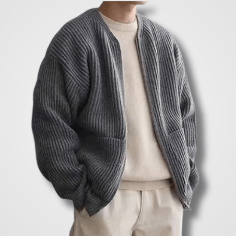 Pull en tricot épais zippé pour homme
