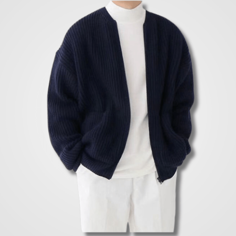 Pull en tricot épais zippé pour homme