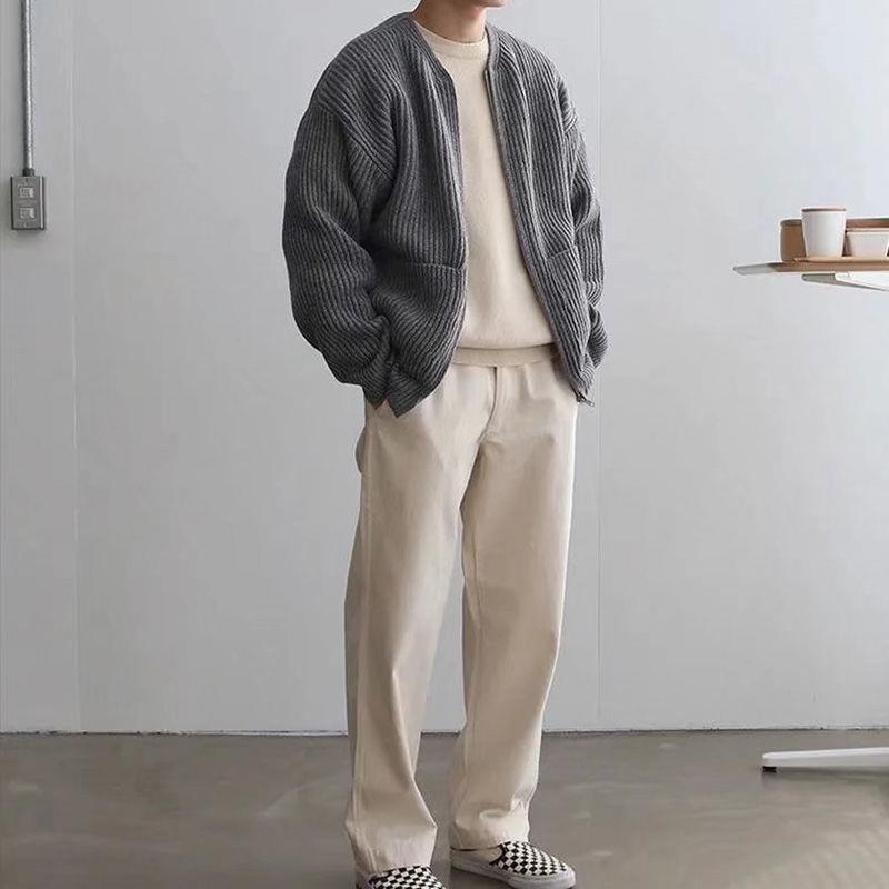 Gilet en maille grosse homme zippé