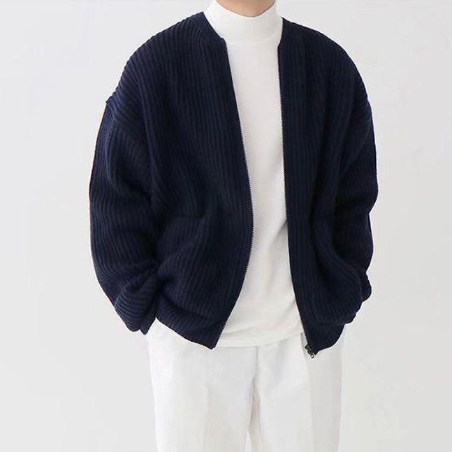 Gilet en maille grosse homme zippé