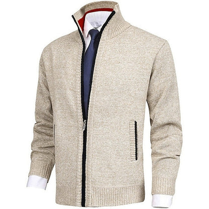 Gilet en maille pour homme col montant moderne avec poches