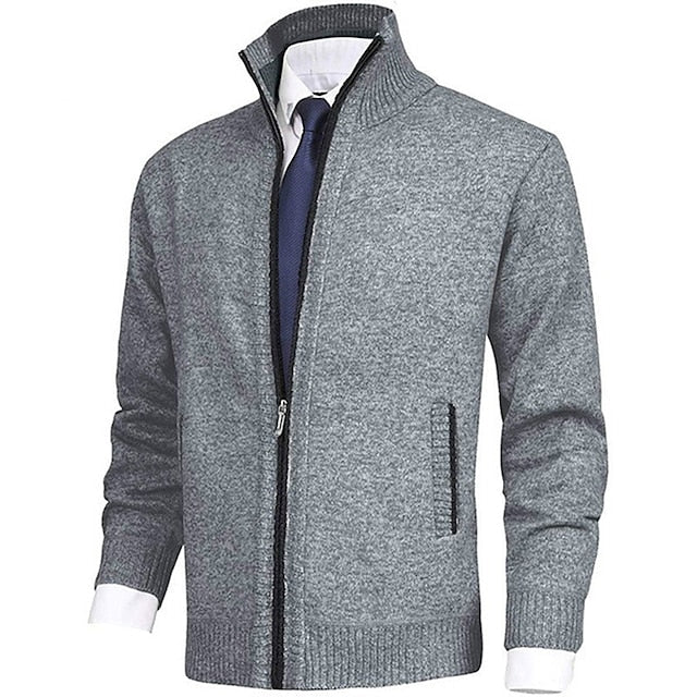 Gilet en maille pour homme col montant moderne avec poches
