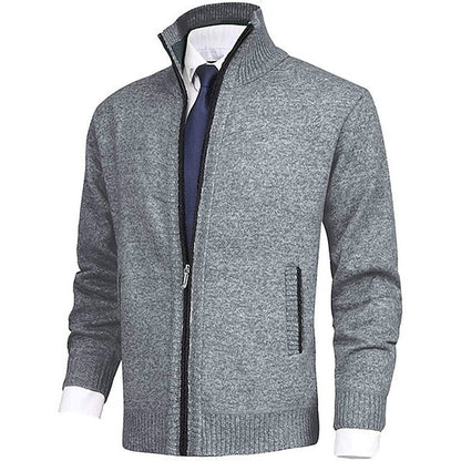 Gilet en maille pour homme col montant moderne avec poches