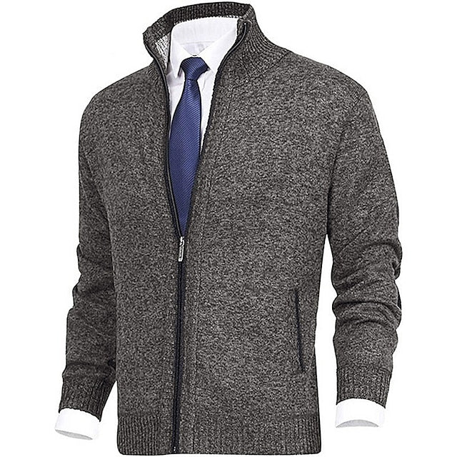 Gilet en maille pour homme col montant moderne avec poches