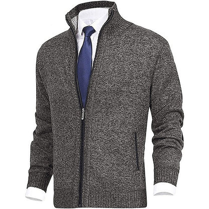 Gilet en maille pour homme col montant moderne avec poches