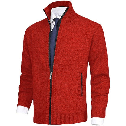 Gilet en maille pour homme col montant moderne avec poches