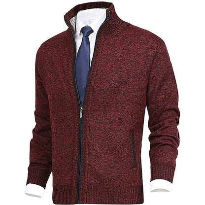 Gilet en maille pour homme col montant moderne avec poches