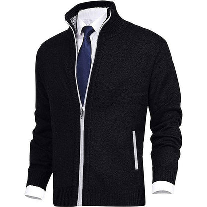 Gilet en maille pour homme col montant moderne avec poches