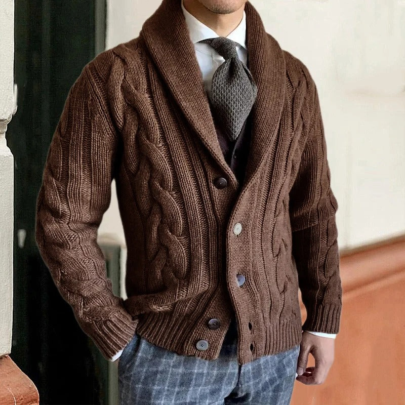 Cardigan Homme Chaud Torsades Hiver