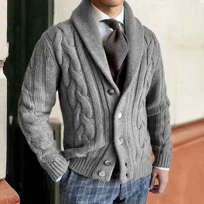 Cardigan Homme Chaud Torsades Hiver