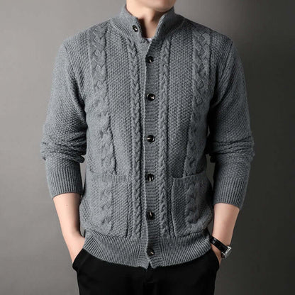 Herren Strickjacke Zopfmuster Klassisch - IdealeKleiden