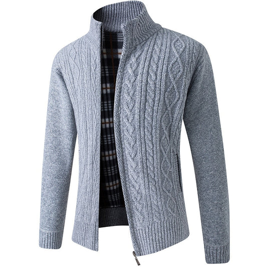 Herren Strickjacke Reißverschluss Winter Warm - IdealeKleiden
