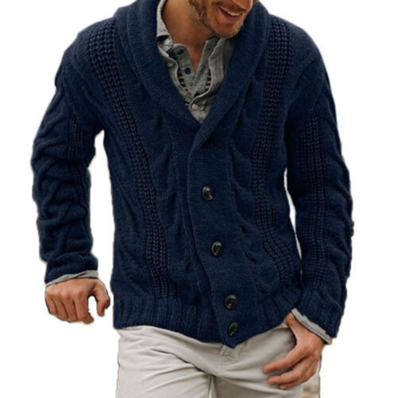 Cardigan homme chaud à gros tricot boutonné