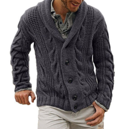 Cardigan homme chaud à gros tricot boutonné