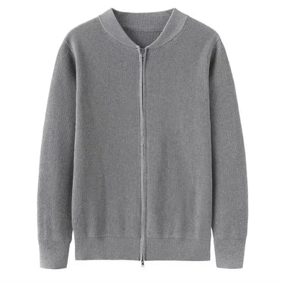 Gilet en maille pour homme, doux, manches longues, fermeture éclair