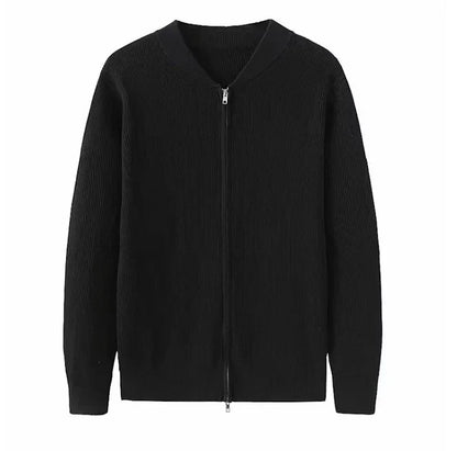 Gilet en maille pour homme, doux, manches longues, fermeture éclair