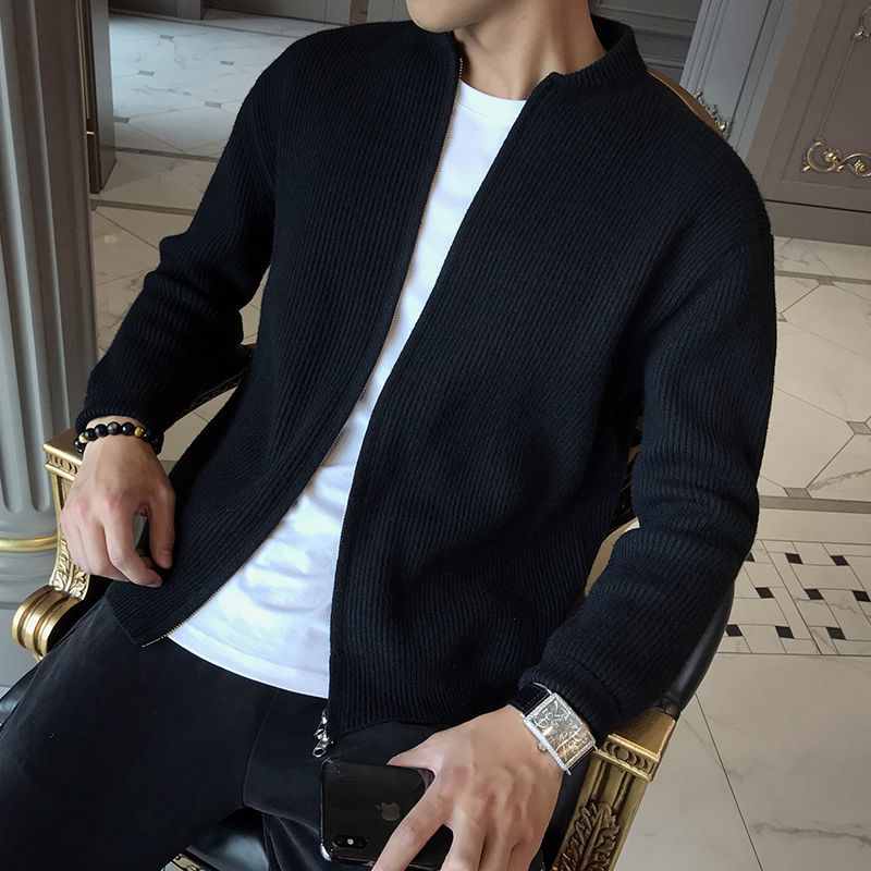 Cardigan homme doux à manches longues avec fermeture éclair