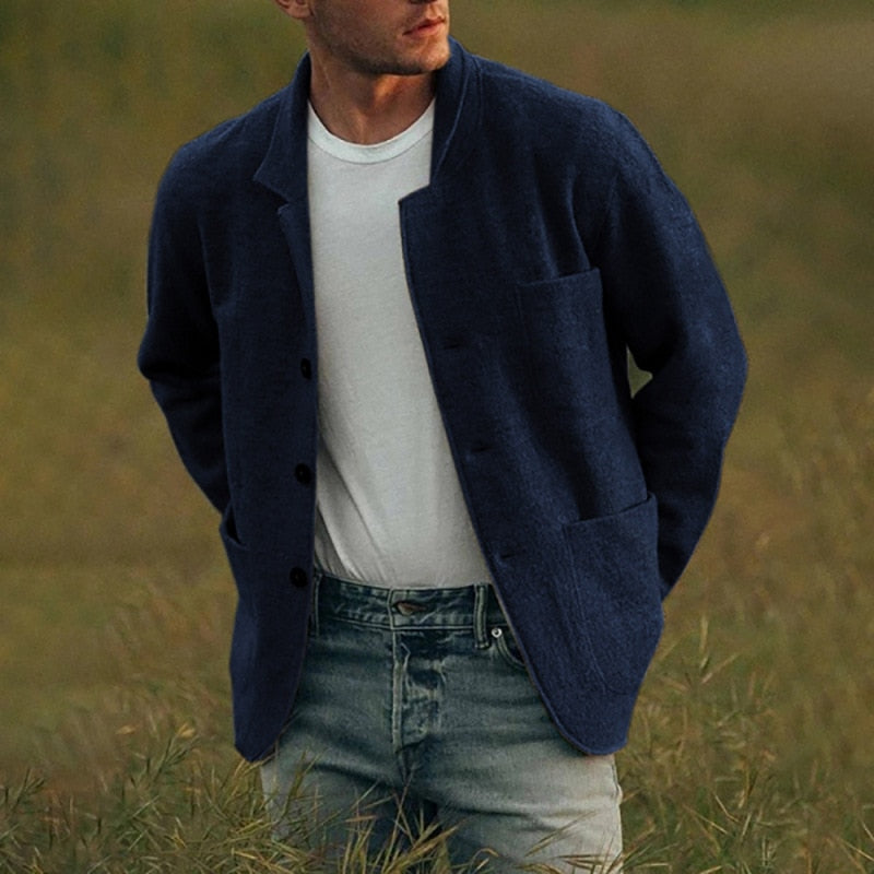 Gilet homme laineux avec boutons et poches