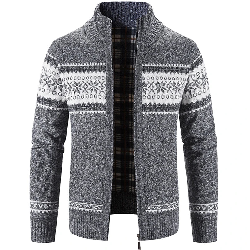 Herren Strickjacke Warm Zip Up - IdealeKleiden