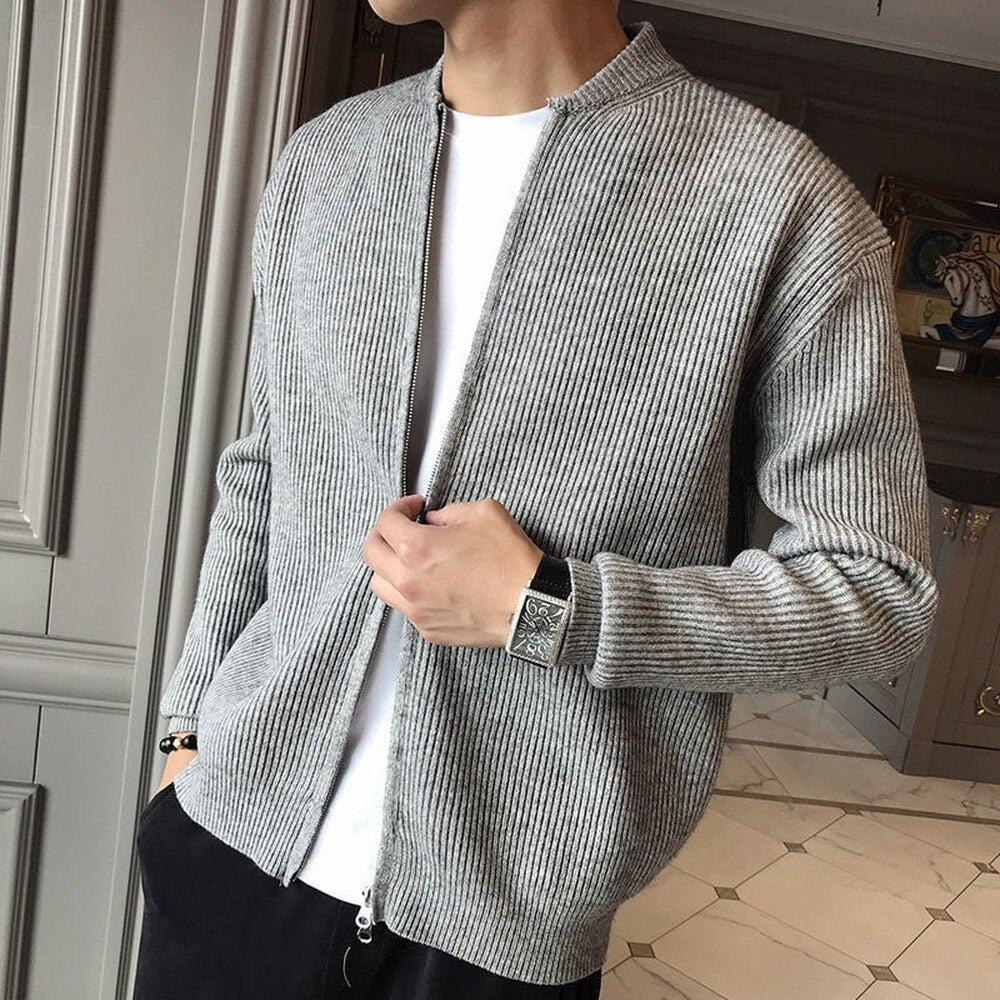 Cardigan homme en maille côtelée à fermeture éclair