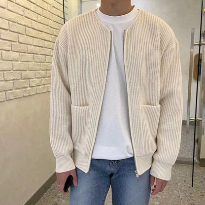 Cardigan homme en maille côtelée à fermeture éclair