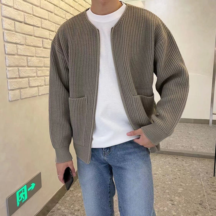 Cardigan homme en maille côtelée à fermeture éclair