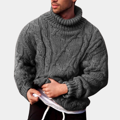 Pull-over grosse maille col roulé homme
