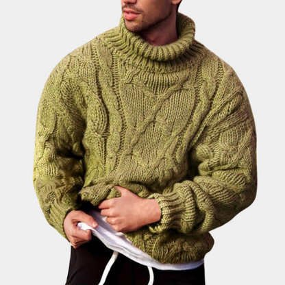 Pull-over grosse maille col roulé homme
