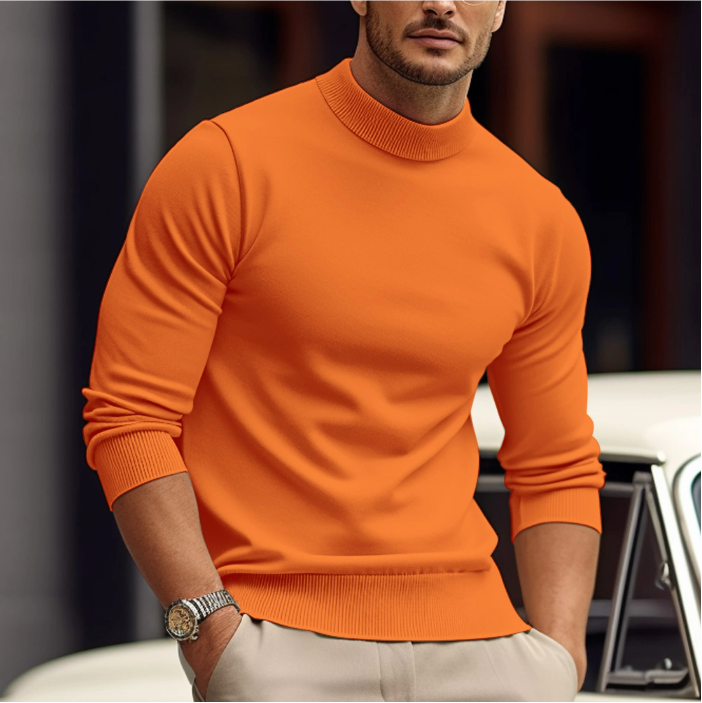 Pull-over col roulé homme Manches longuesChaud