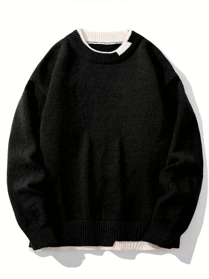 Pull-over confortable à col rond pour homme