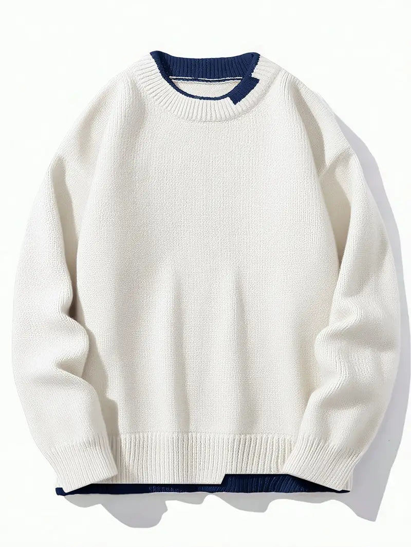 Pull-over confortable à col rond pour homme