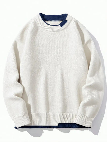 Pull-over confortable à col rond pour homme