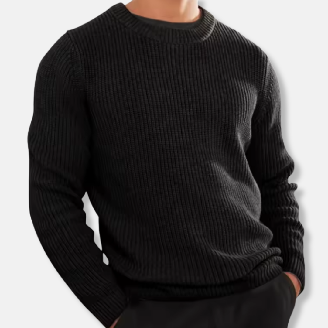 Pull tricoté côtelé confortable pour homme