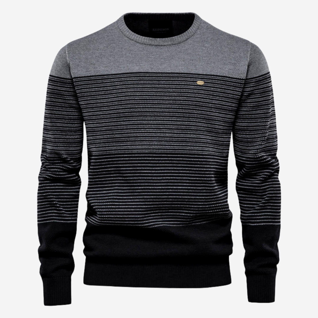 Pull en tricot ras du cou rayé pour homme