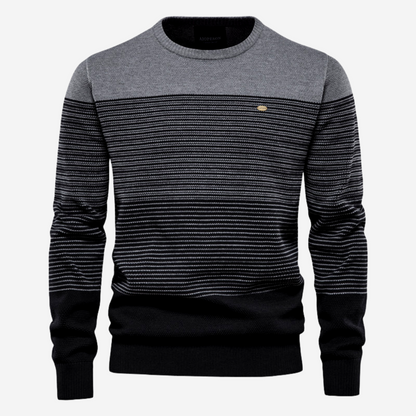 Pull en tricot ras du cou rayé pour homme