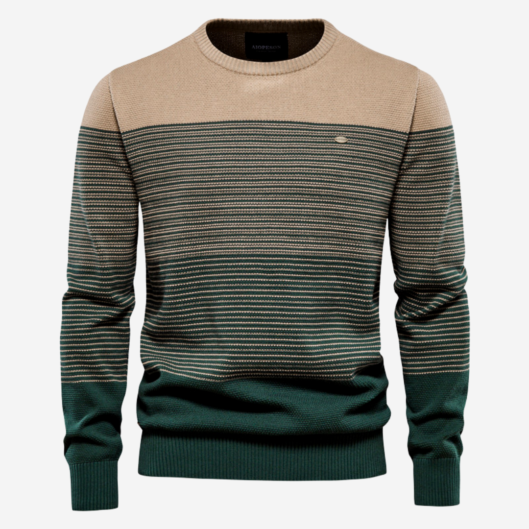 Pull en tricot ras du cou rayé pour homme