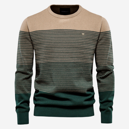 Pull en tricot ras du cou rayé pour homme