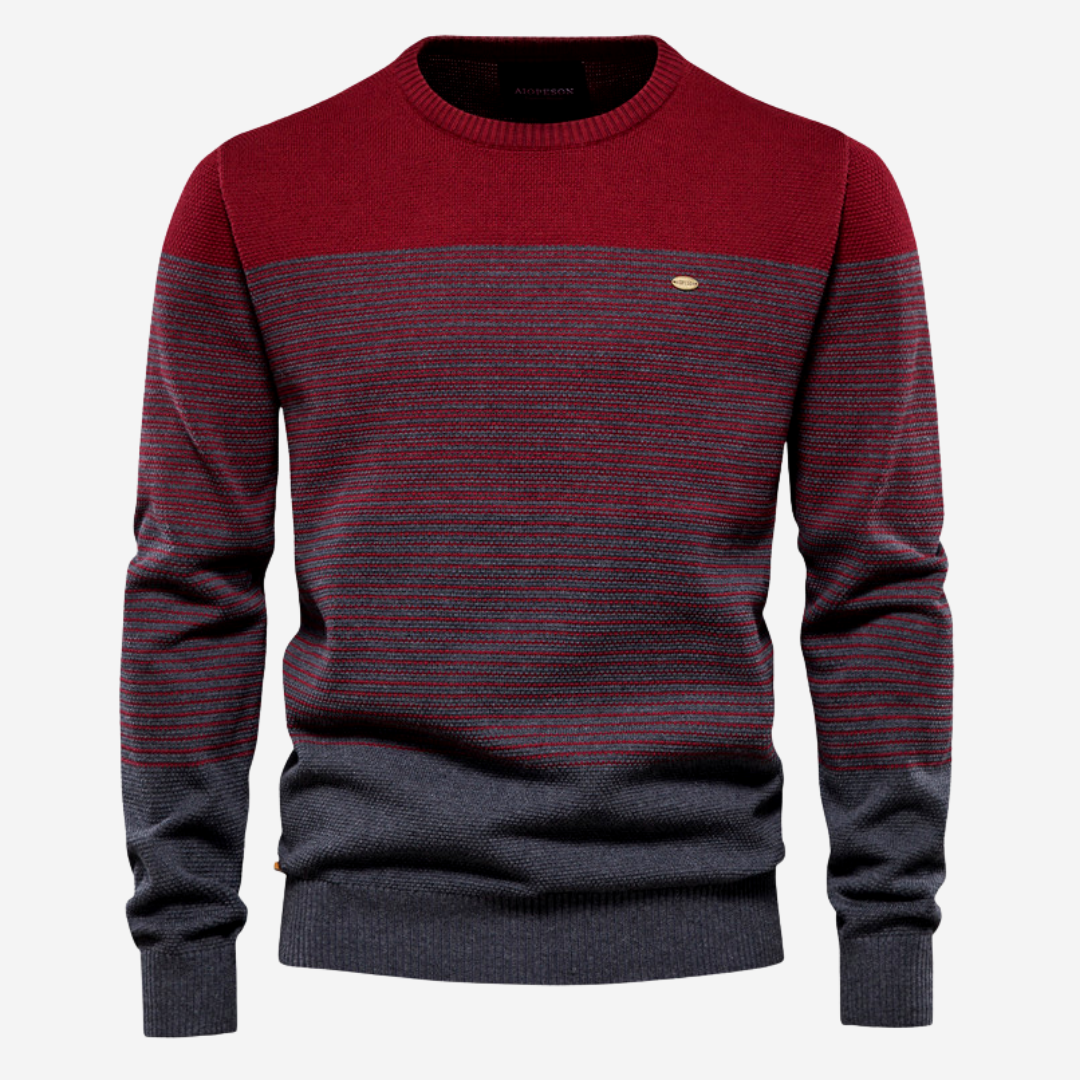Pull en tricot ras du cou rayé pour homme