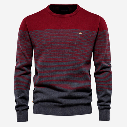 Pull en tricot ras du cou rayé pour homme