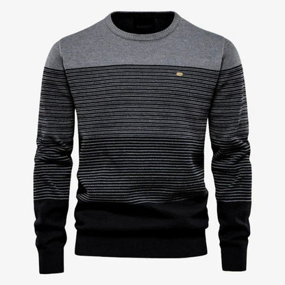 Pull en tricot rayé à col rond pour homme