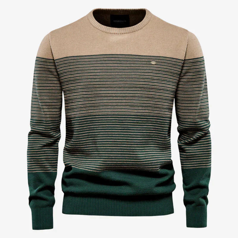 Pull en tricot rayé à col rond pour homme