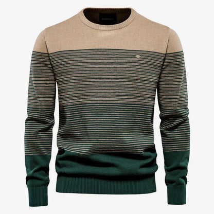 Pull en tricot rayé à col rond pour homme