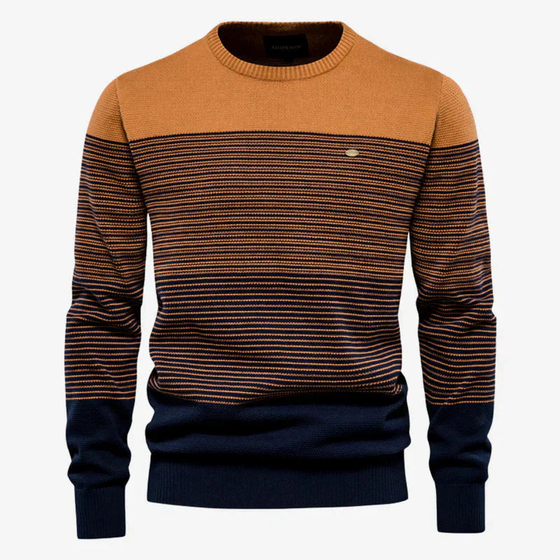 Pull en tricot rayé à col rond pour homme