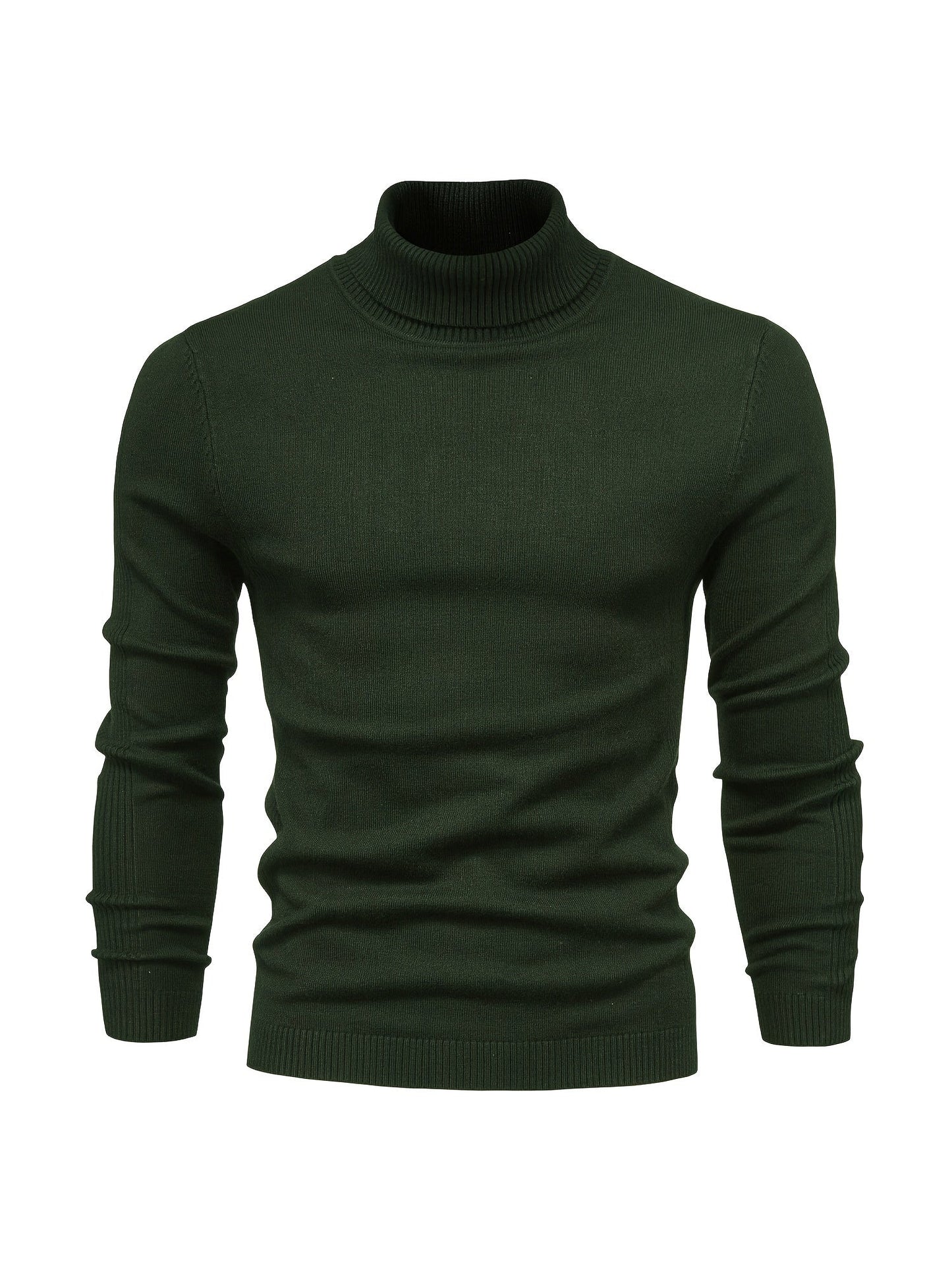 Pull en tricot pour homme coupe ajustée à manches longues col roulé