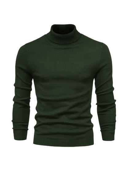 Pull en tricot pour homme coupe ajustée à manches longues col roulé