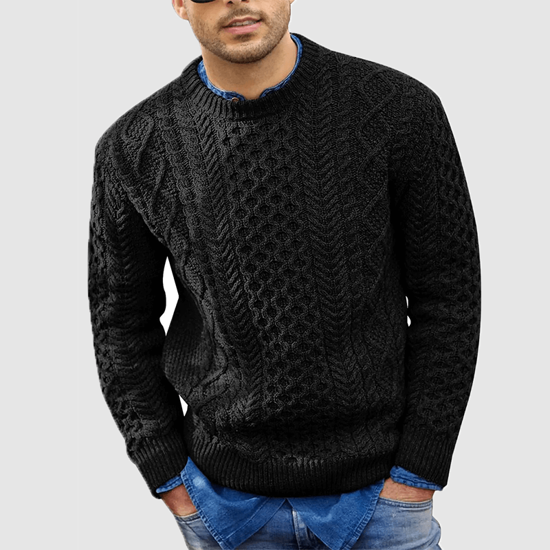 Pull tricoté homme chaud col rond