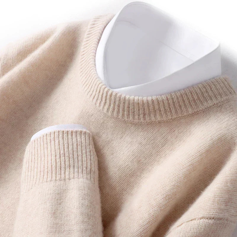 Pull en tricot chaud pour homme à col rond